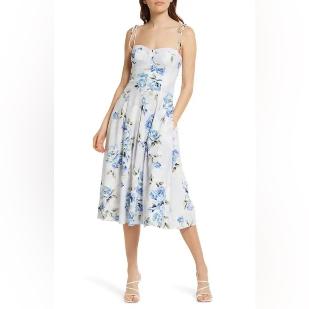 Willow Blue and White Floral Midi Dress